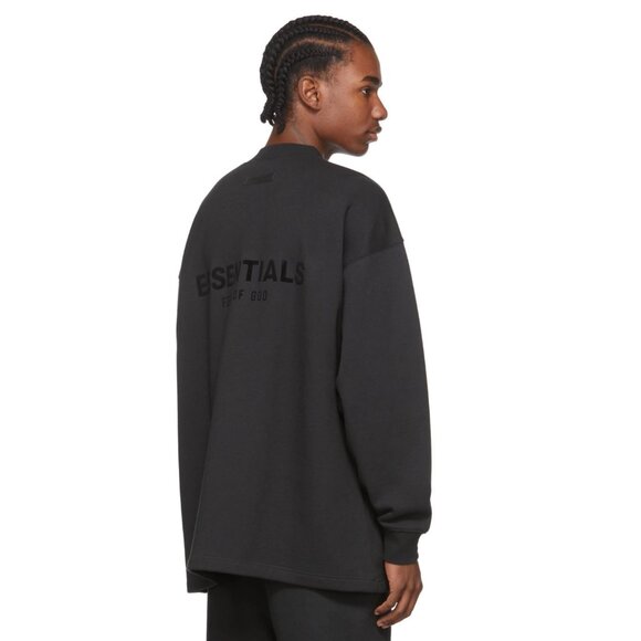 ESSENTIALS Black Relaxed Sweatshirt - Picture 1 of 4